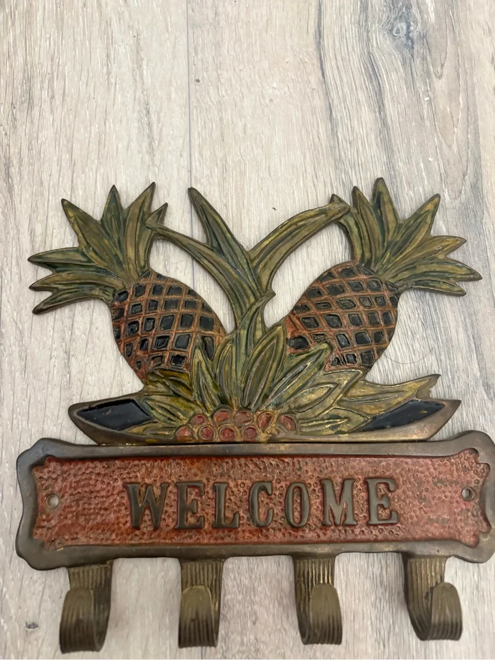 Tropical Pineapple Wall Hook Rack - Brown & Green